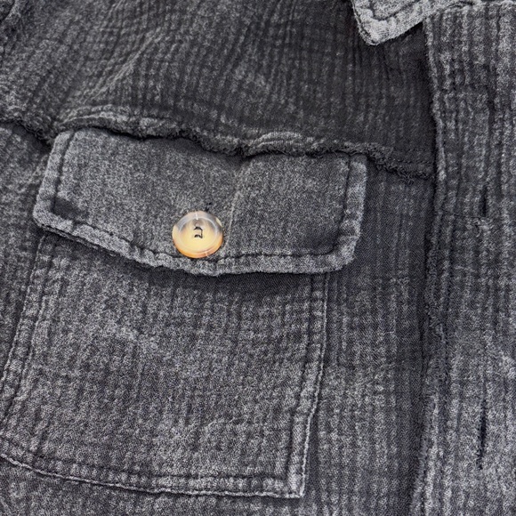 ODDY Black Distressed Button Down Shirt Small - Picture 5 of 6